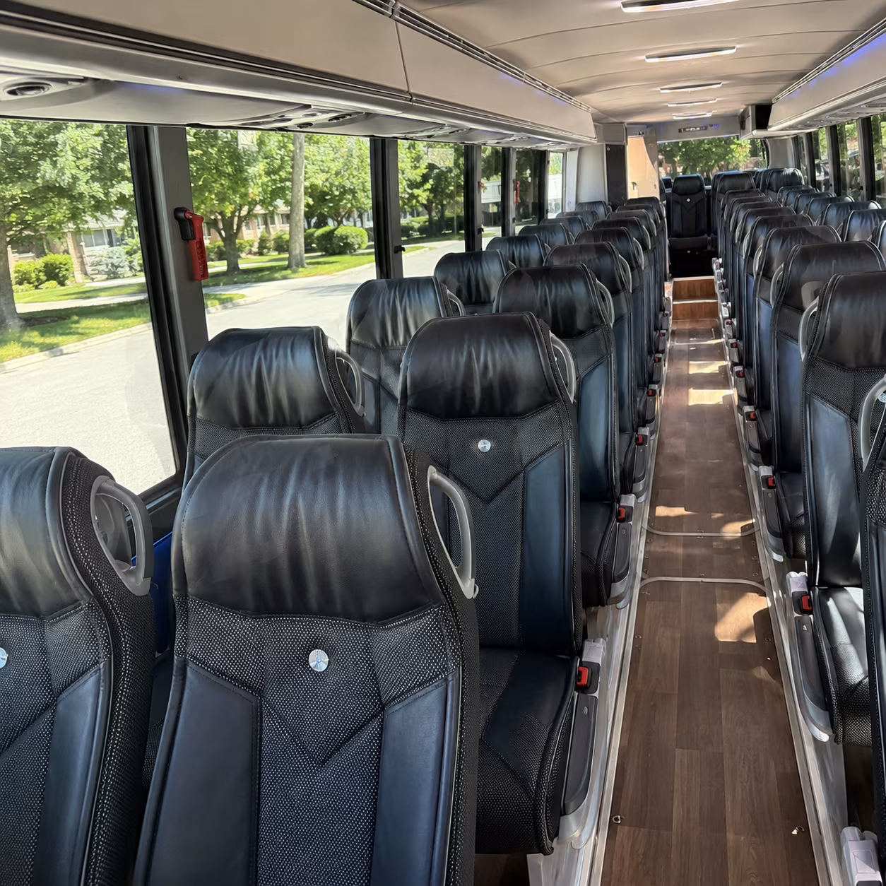 tracy 40 passenger charter bus inside