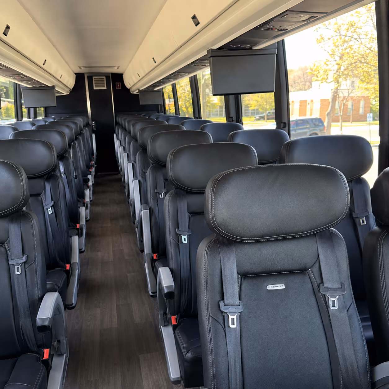 tracy 45 passenger charter bus inside