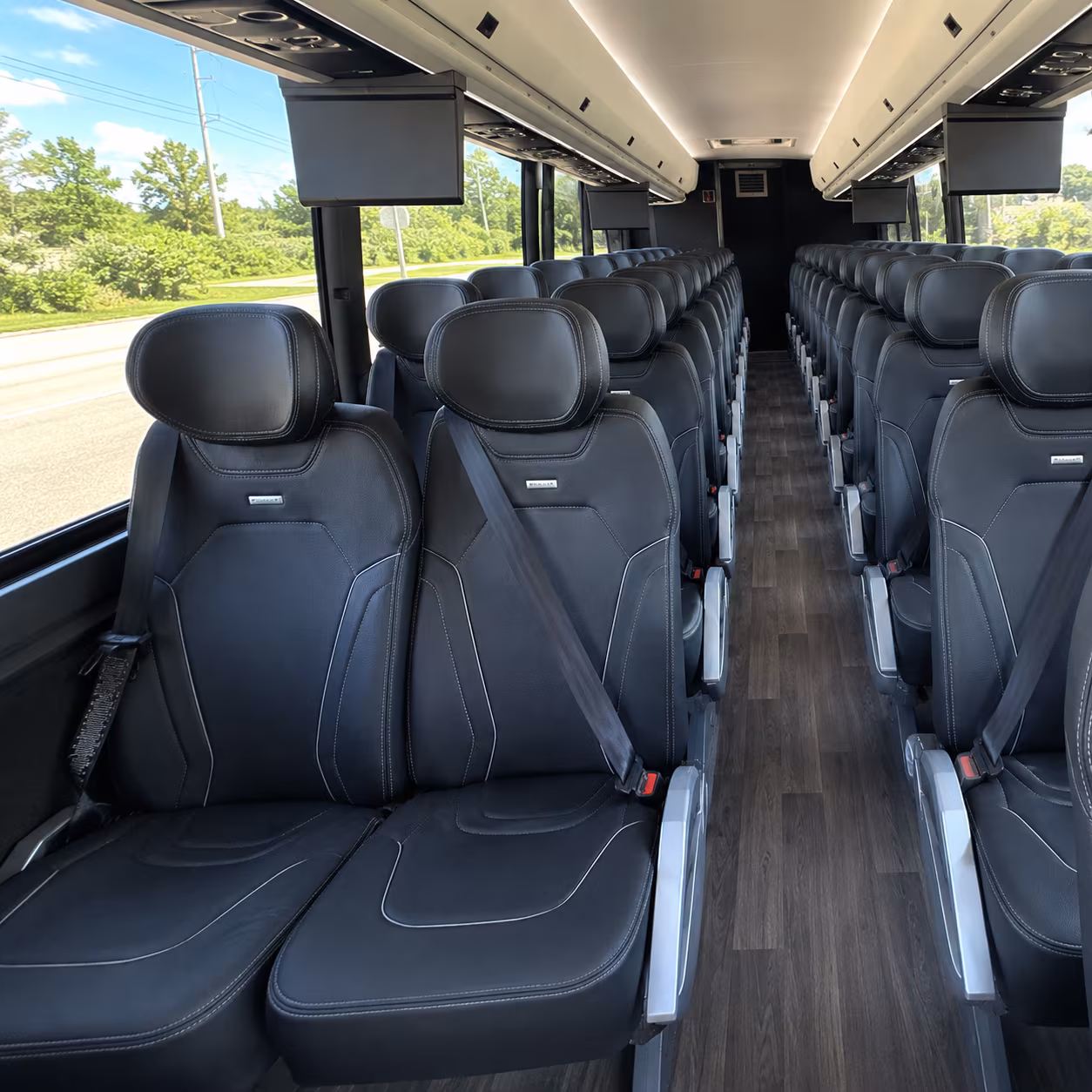 tracy 47 passenger charter bus inside