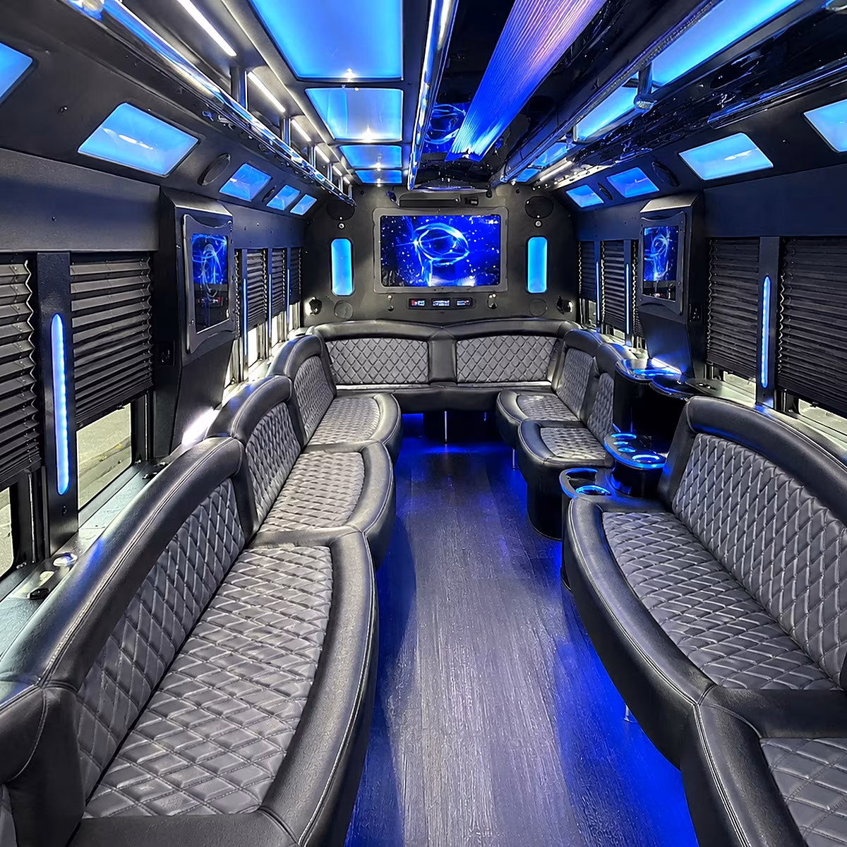 tracy 50 passenger party bus interior