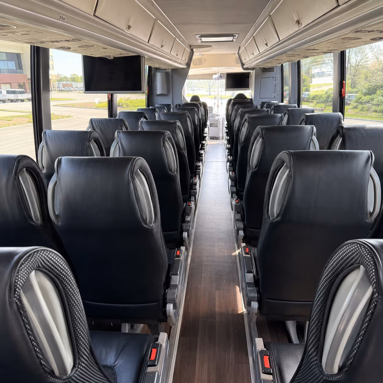 tracy 56 passenger charter bus inside